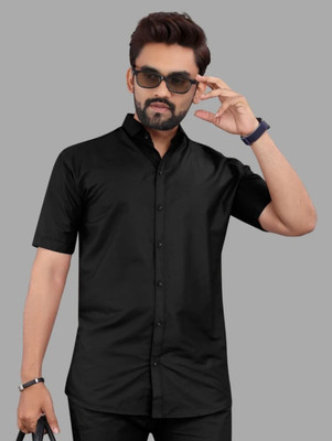 Radiance Creations Men Solid Casual Black Shirt