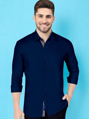LAXMI TRENDING Men Solid Casual Blue Shirt