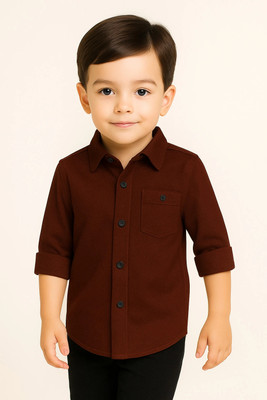 jabak creation Boys Solid Wedding & Party Black Shirt