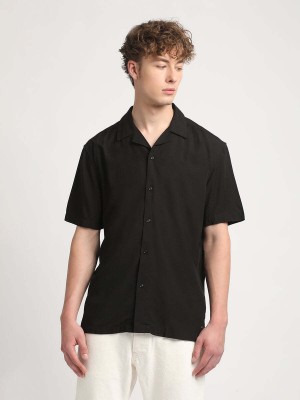 Richman Men Solid Formal Black Shirt