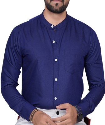 GLOBAL NOMAD Men Self Design Casual Dark Blue Shirt