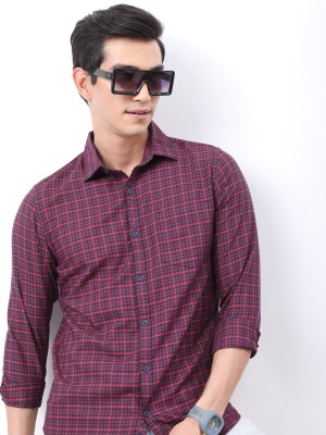 HIGHLANDER Men Checkered Casual Dark Blue, Red, Black Shirt