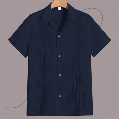 A DEEMOON Men Self Design Formal Gold Shirt