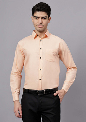 LENIA Men Solid Formal Orange Shirt