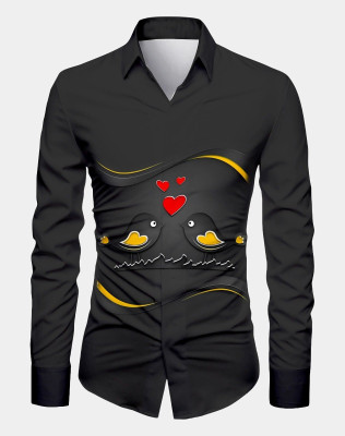 AviraEnterprise Men Printed Casual Black Shirt