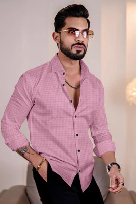 JD EVENTS MANAGEMENT Men Solid Casual Pink Shirt
