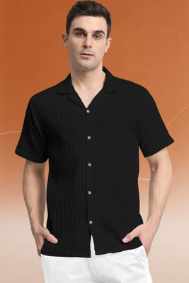 A Dearise Trend Men Self Design, Solid Casual Black Shirt