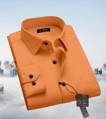 PAVITRAHUB Men Solid Casual Orange Shirt