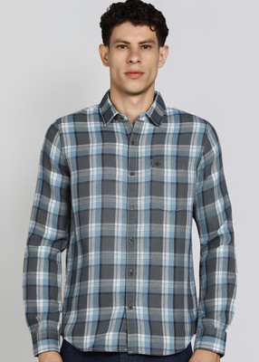 WROGN Men Checkered Casual Blue Shirt