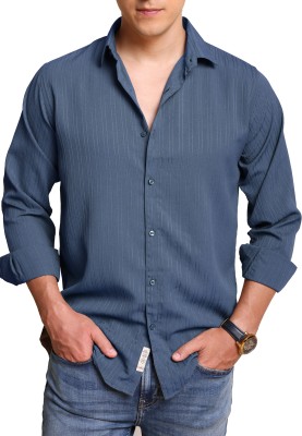 Filohevis Men Solid Casual Blue, Dark Blue Shirt