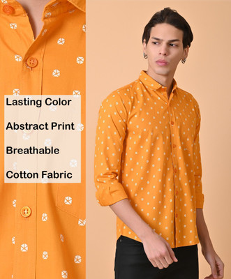 Lee Cross Men Printed Casual Yellow Shirt