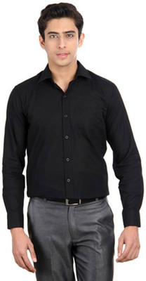 Super Westan Men Solid Casual Black Shirt