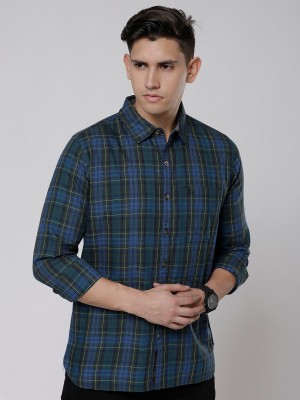 WROGN Men Checkered Casual Blue, White, Dark Green Shirt