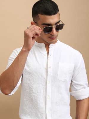 KETCH Men Self Design Casual White Shirt