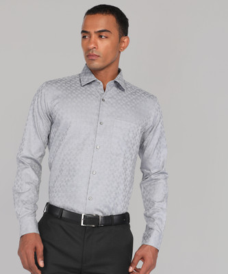 Raymond Men Checkered Formal Grey Shirt