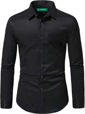 UWR Men Solid Casual Black Shirt