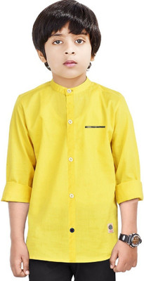 crane Boys Solid Casual Yellow Shirt
