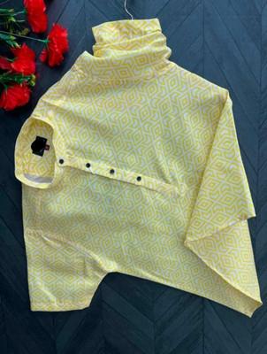 KMENTERPRISE Men Printed Straight Kurta(Yellow, White)