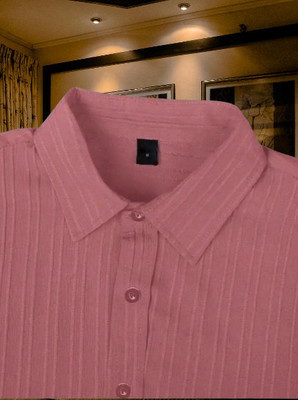 devkivastra Men Self Design Casual Pink Shirt