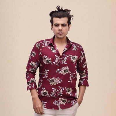 Shushi Mushi Men Printed Casual Maroon, Beige Shirt