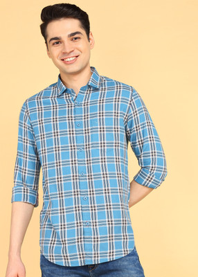 KILLER Men Checkered Casual Blue Shirt