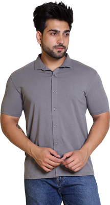MAZMUN Men Self Design Casual Grey Shirt
