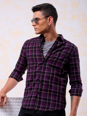 The Indian Garage Co. Men Checkered Casual Pink Shirt