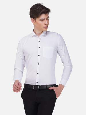 BASE 41 Men Solid Formal White Shirt