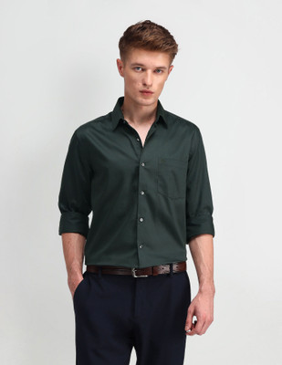 ARROW Men Solid Formal Dark Green Shirt