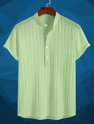 KVARA Men Self Design Casual Light Green Shirt