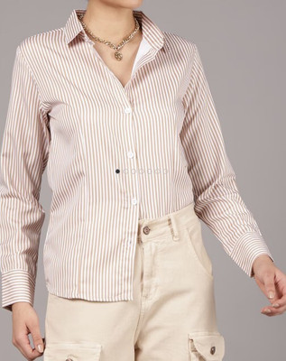 Lyla Fashion Women Striped Casual Brown Shirt