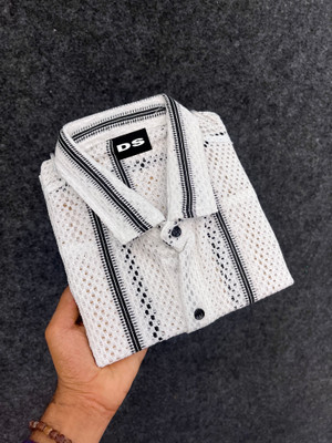 Vastram Enterprise Men Striped Formal White Shirt