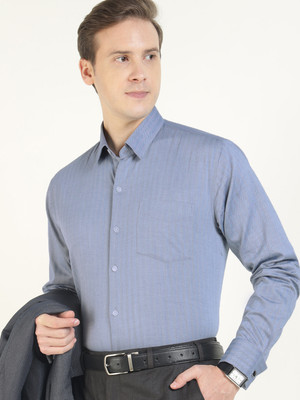 Hancock Men Solid Formal Blue Shirt