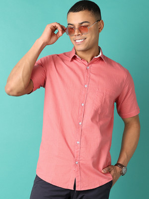 V-MART Men Solid Casual Pink Shirt