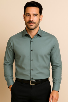 Henry Castle & Co Men Solid Formal Grey Shirt