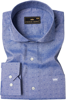 french crown Men Printed Casual Blue Shirt