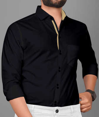 GLOBAL NOMAD Men Solid Casual Black Shirt