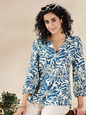 ANOUK Women Geometric Print Casual White Shirt