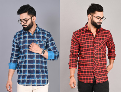 FUBAR Men Checkered Casual Multicolor Shirt(Pack of 2)