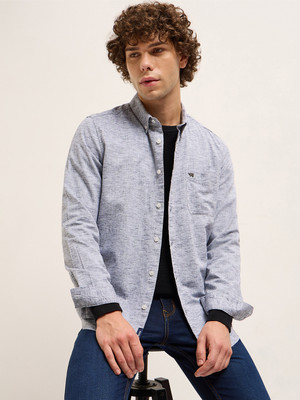 THE BEAR HOUSE Men Solid Casual Grey Shirt
