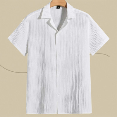 A DEEMOON TREND Men Self Design Casual White Shirt