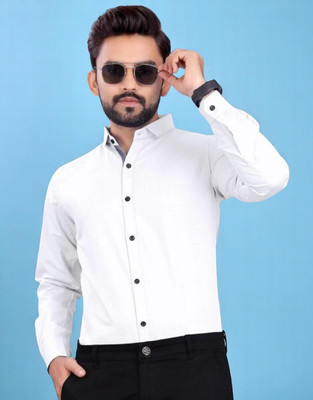 LAXMI TRENDING Men Solid Casual White Shirt