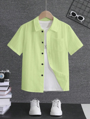 kavlo Boys Solid Party Light Green Shirt