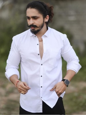 Durva Enterprise Men Solid Formal White Shirt