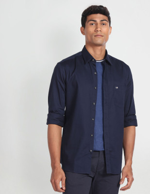 Arrow Sport Men Solid Casual Dark Blue Shirt