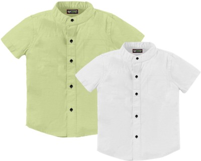 Cloud Kids Boys Solid Casual White, Light Green Shirt