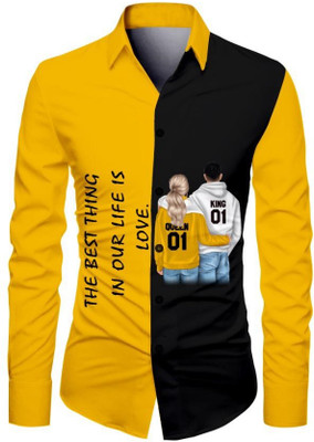 JRKENTERPRISE Men Printed Casual Yellow Shirt