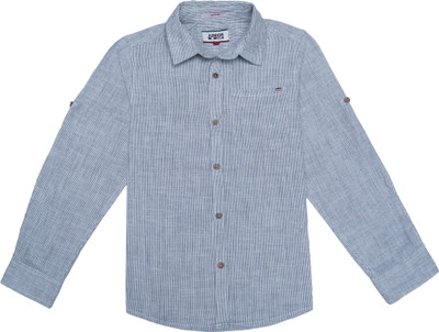 Junior Club Boys Striped Casual Grey Shirt