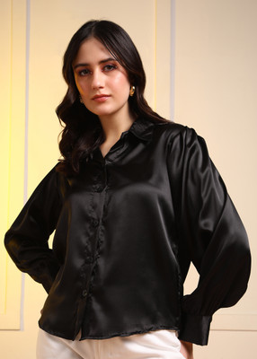 METRONAUT Women Solid Casual Black Shirt
