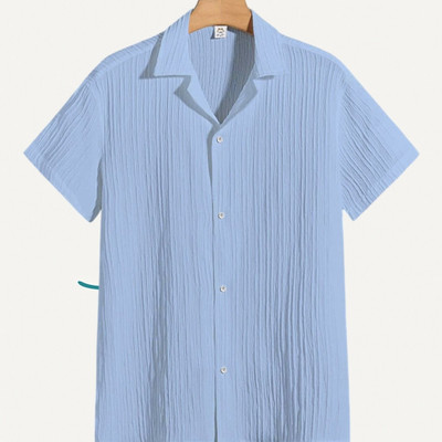 A Dearise Trend Men Self Design Casual Light Blue Shirt